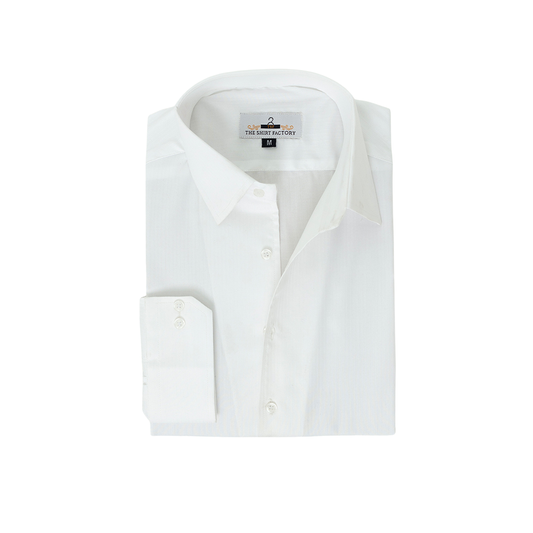 Wrinkle-Resistant Smooth Cotton Blend White Self-Textured Formal Shirt