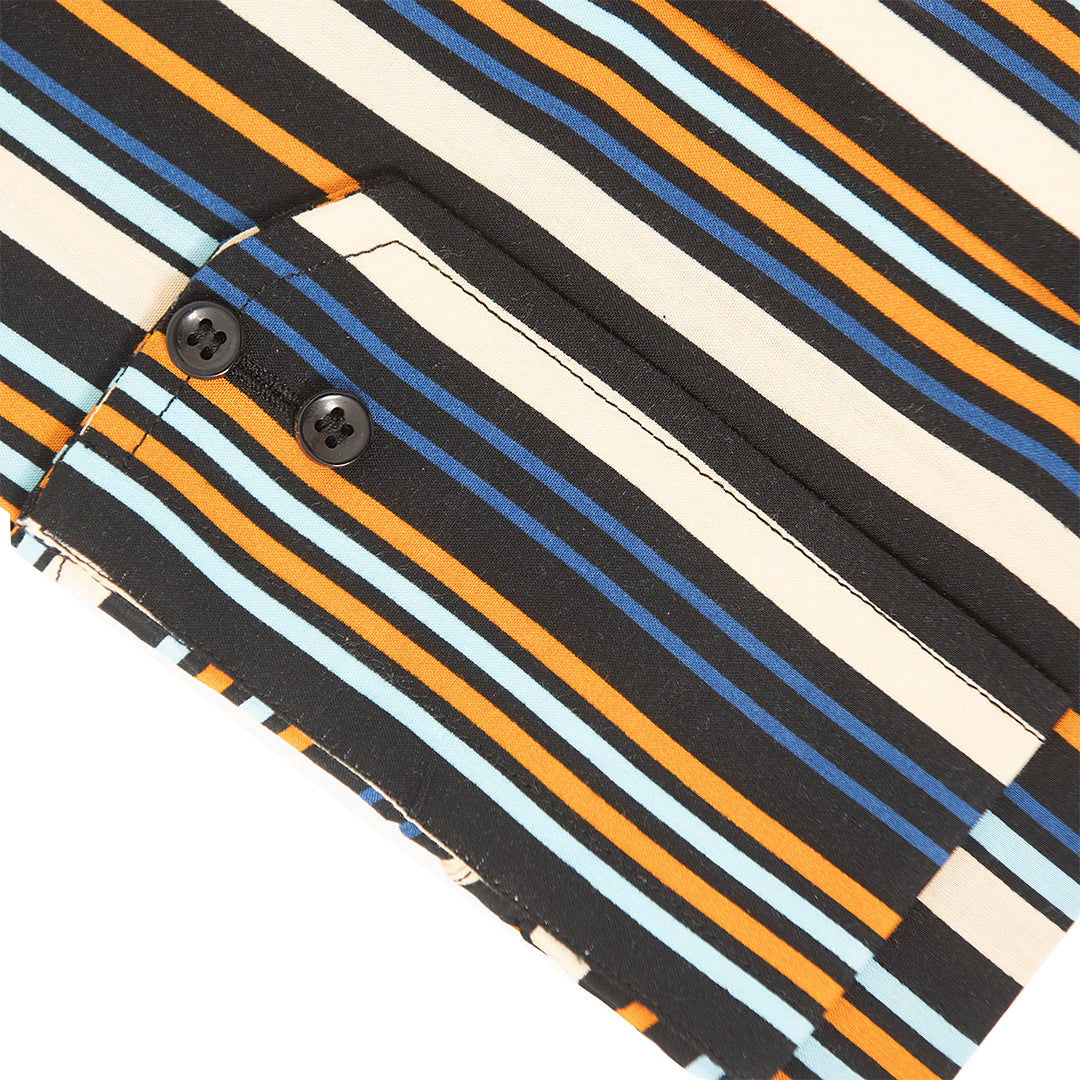 Wrinkle-Resistant Smooth Cotton Blend Multi-Striped Shirt