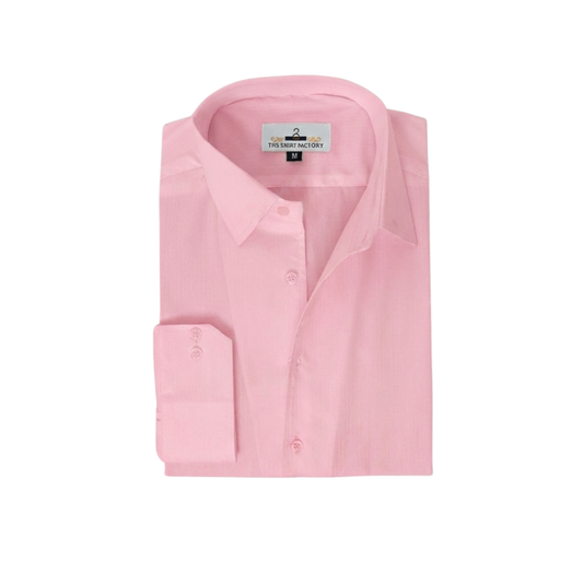 Wrinkle-Resistant Smooth Cotton Blend Baby Pink Shirt