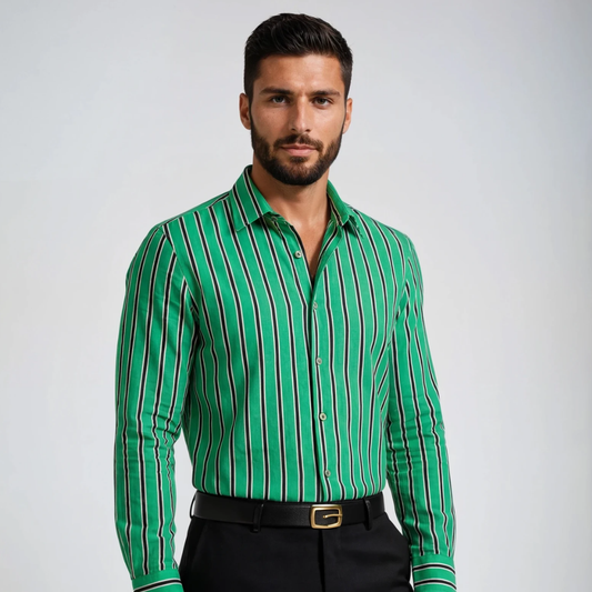 Pure Cotton Emerald Green Striped Shirt