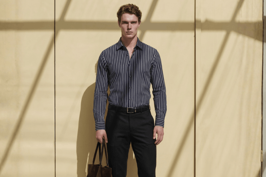 Crisp pure cotton dress shirt with clean collar detail from The Shirt Factory UK