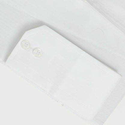 Wrinkle-Resistant Smooth Cotton Blend White Self-Textured Formal Shirt