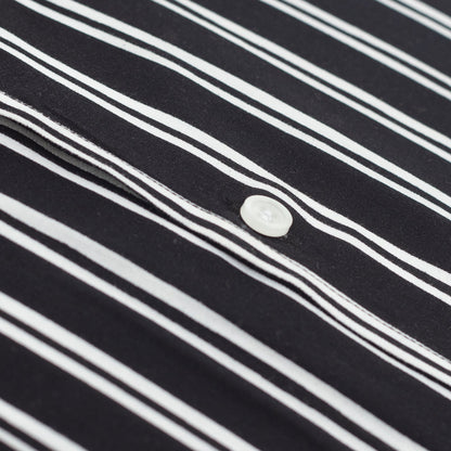 Wrinkle-Resistant Cotton Rich Blend Black Double Striped Shirt