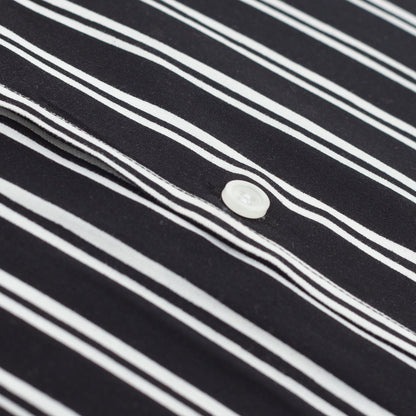 Wrinkle-Resistant Cotton Rich Blend Black Double Striped Shirt