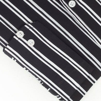 Wrinkle-Resistant Cotton Rich Blend Black Double Striped Shirt