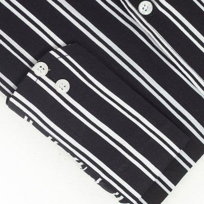 Wrinkle-Resistant Cotton Rich Blend Black Double Striped Shirt