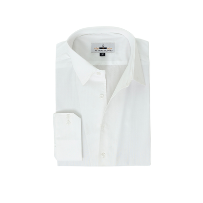 Wrinkle-Resistant Smooth Cotton Blend White Self-Textured Formal Shirt