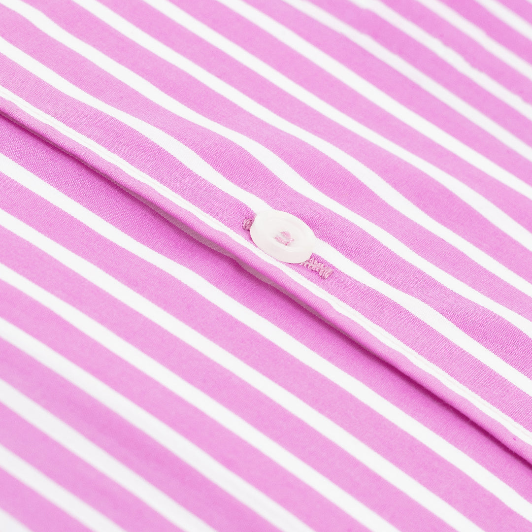 Wrinkle-Resistant Smooth Cotton Blend Purple White Striped Shirt