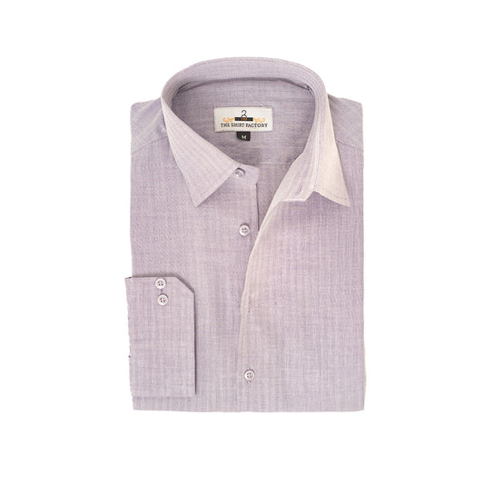 Pure Cotton Mauve Purple Herringbone Self-Textured Shirt