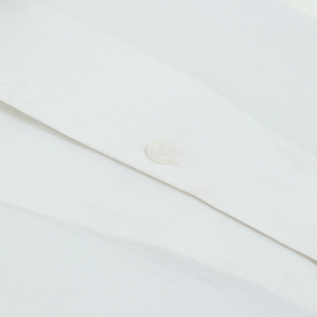 Wrinkle-Resistant Smooth Cotton Blend White Self-Textured Formal Shirt