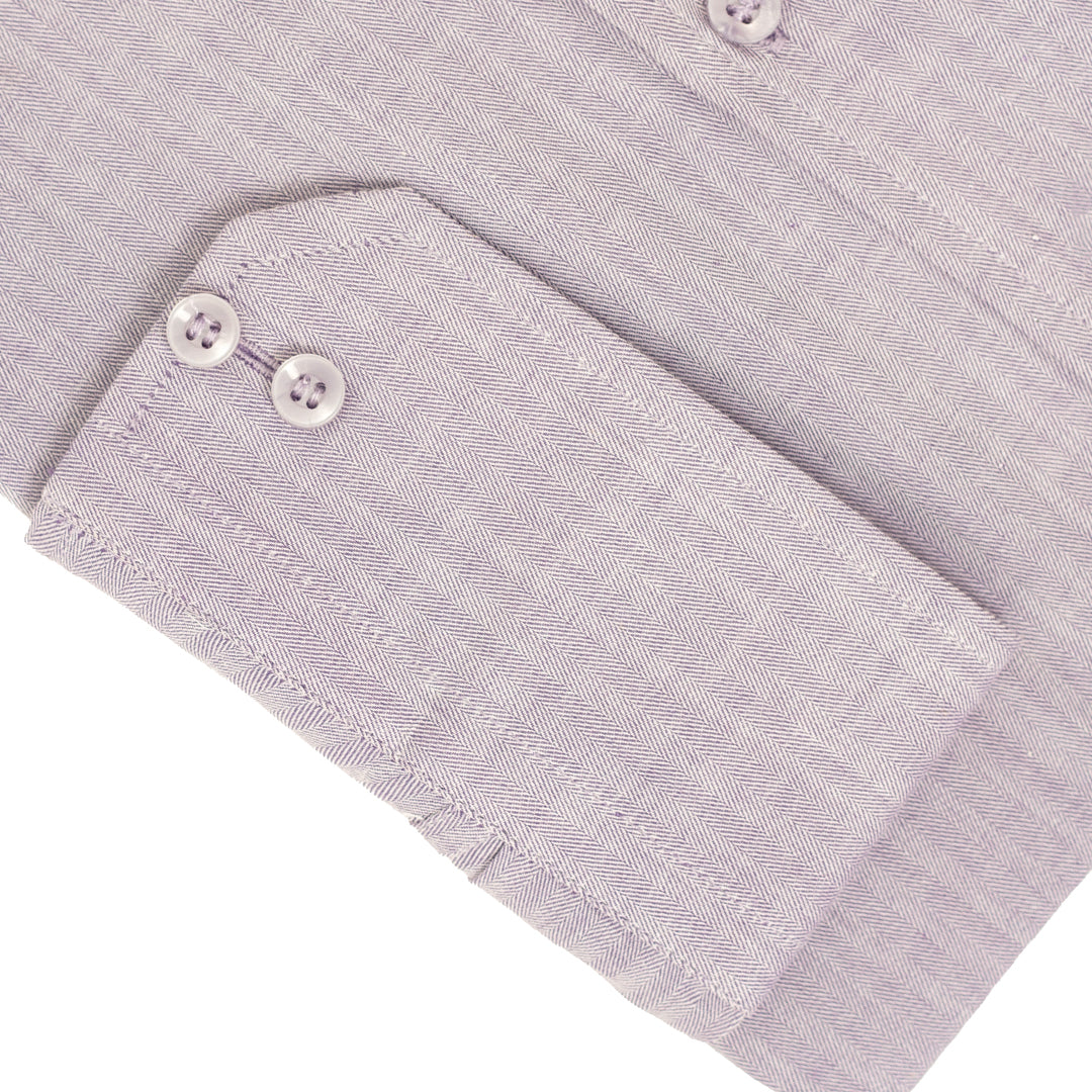 Pure Cotton Mauve Purple Herringbone Self-Textured Shirt