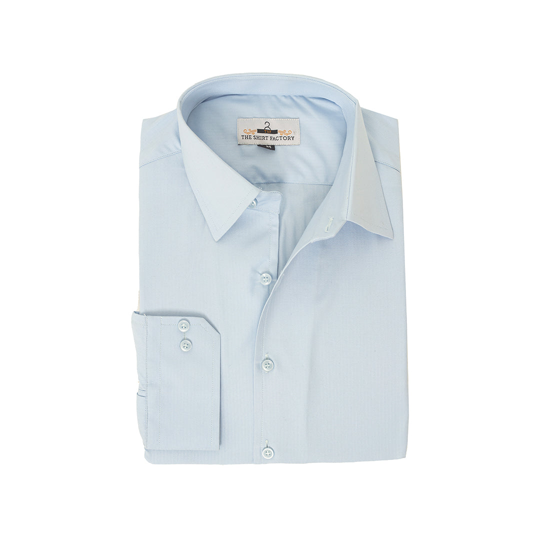 Wrinkle-Resistant Cotton Blend Sky Blue Self-Lining Shirt
