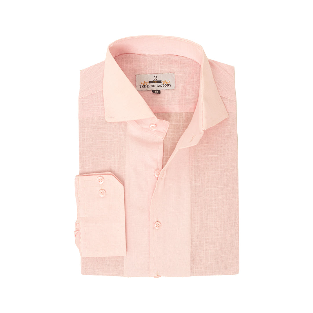 Pure Irish Linen Baby Pink Shirt