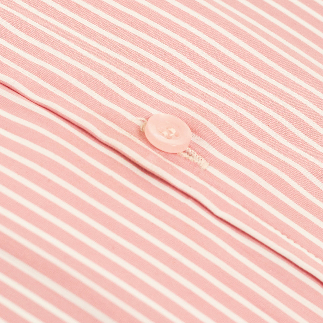 Wrinkle-Resistant Smooth Cotton Blend Pink White Striped Shirt