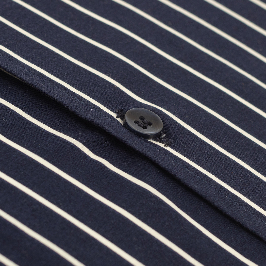 Pure Cotton Navy Blue White Striped Shirt