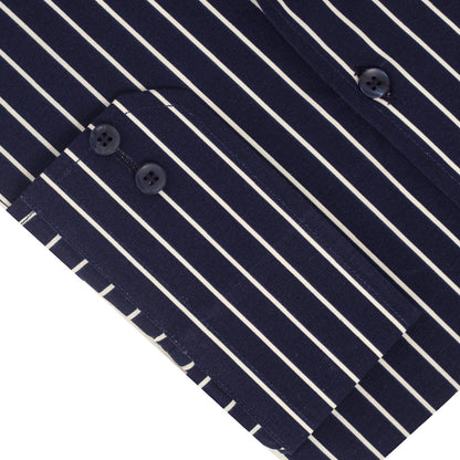 Pure Cotton Navy Blue White Striped Shirt