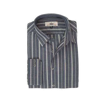 Pure Cotton Slate Grey White Striped Shirt