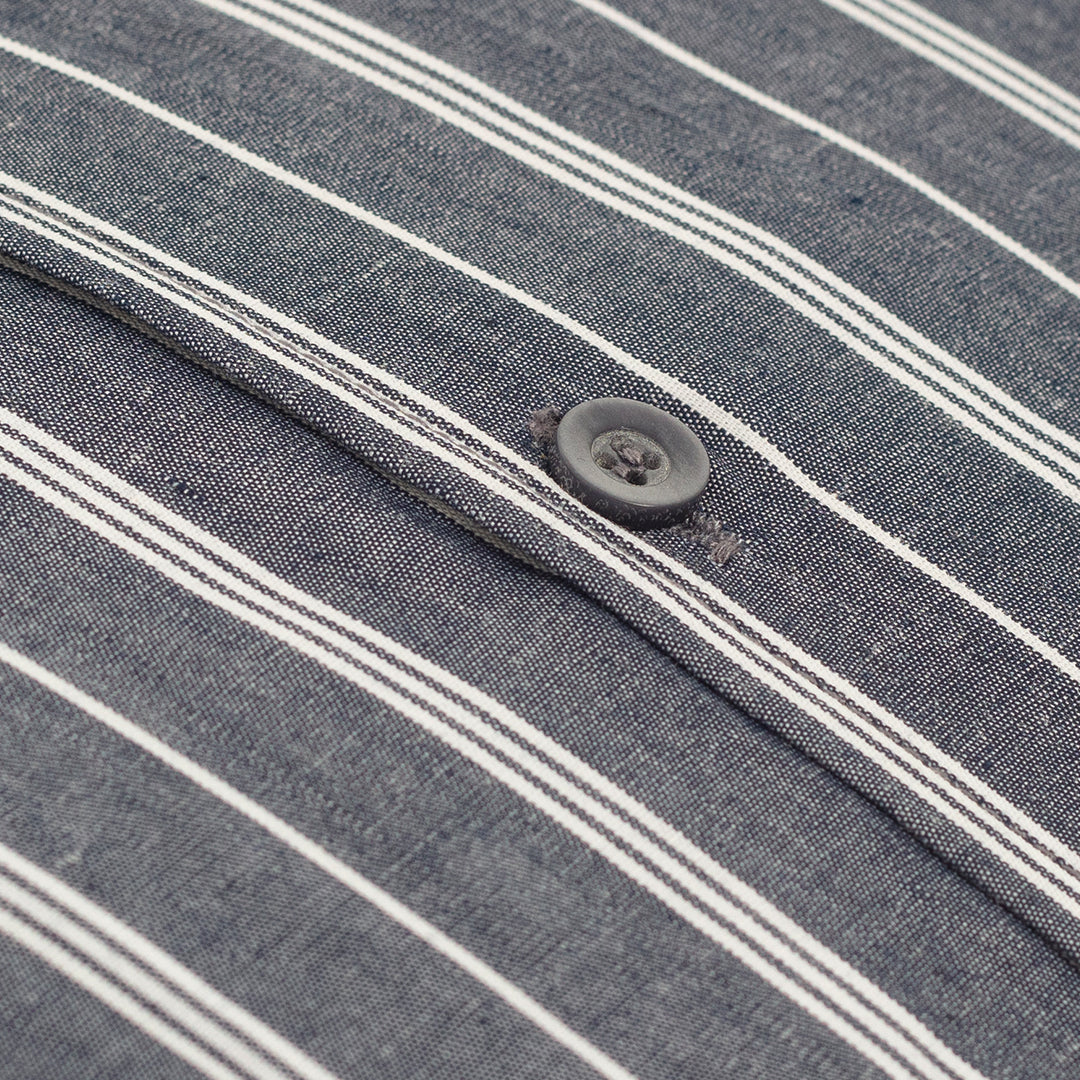 Pure Cotton Slate Grey White Striped Shirt