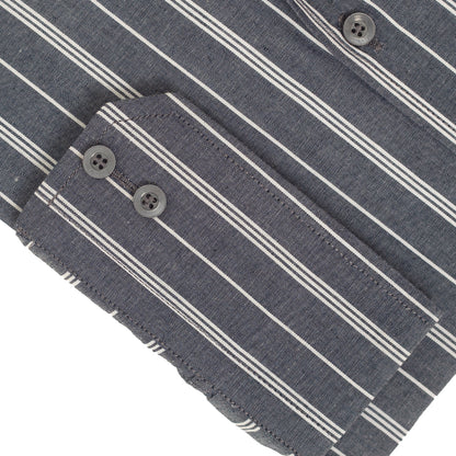 Pure Cotton Slate Grey White Striped Shirt