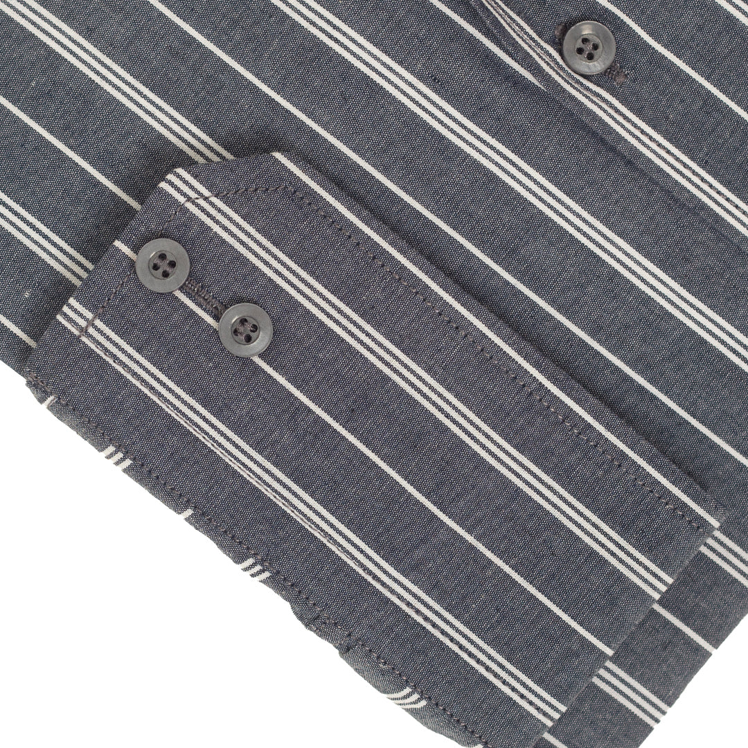 Pure Cotton Slate Grey White Striped Shirt