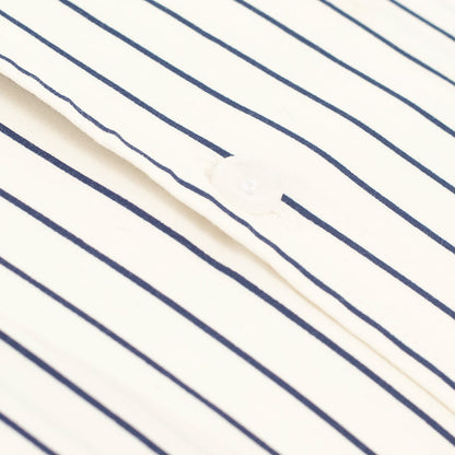 Wrinkle-Resistant Cotton Blend White Navy Striped Shirt