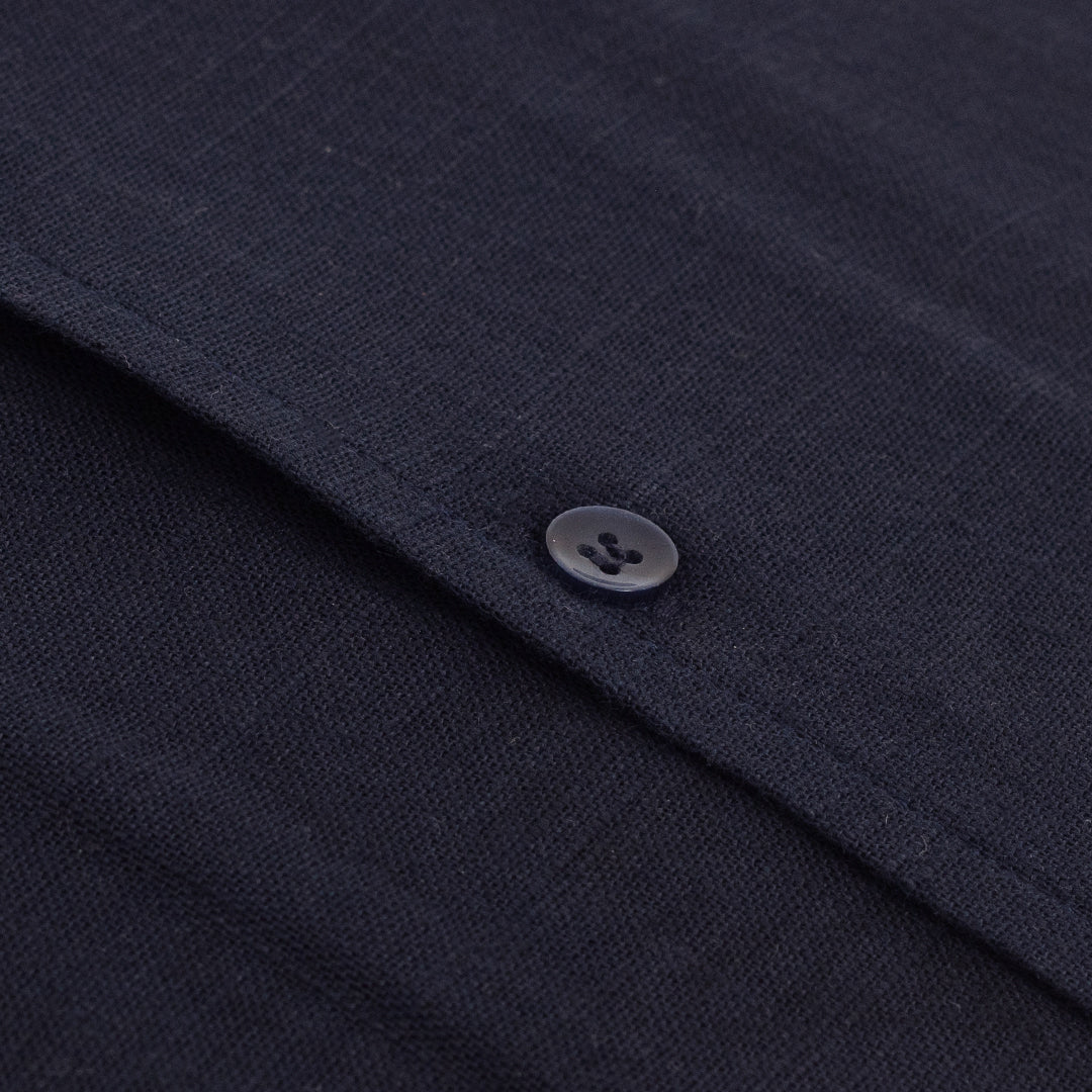 Pure Irish Linen Navy Blue Shirt