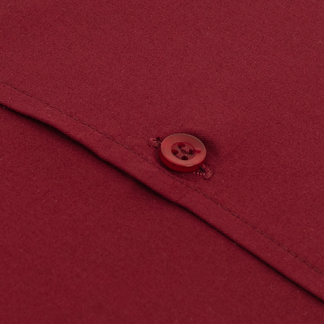 Wrinkle-Resistant Smooth Cotton Blend Red Wine Shirt