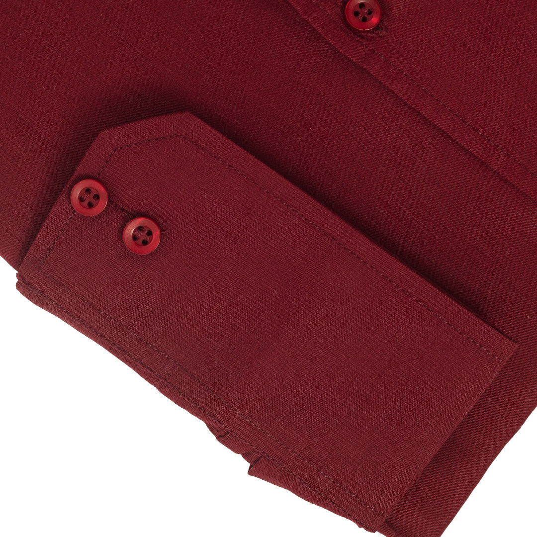 Wrinkle-Resistant Smooth Cotton Blend Red Wine Shirt