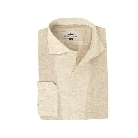 Ivory White Slub Irish Linen Shirt