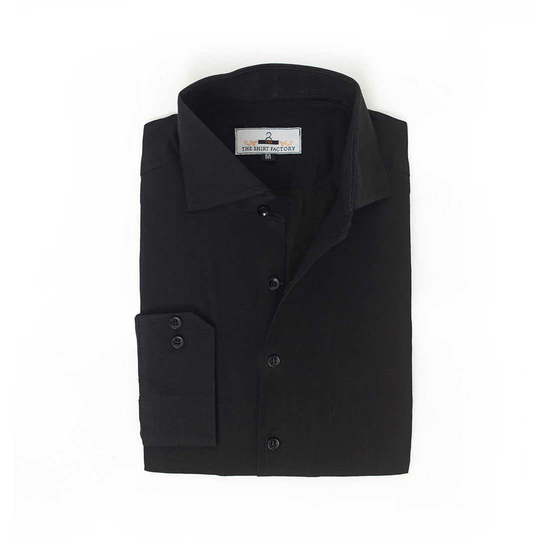 Pure Irish Linen Black Shirt