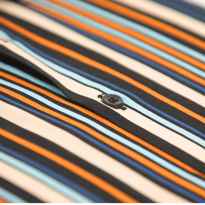 Wrinkle-Resistant Smooth Cotton Blend Multi-Striped Shirt
