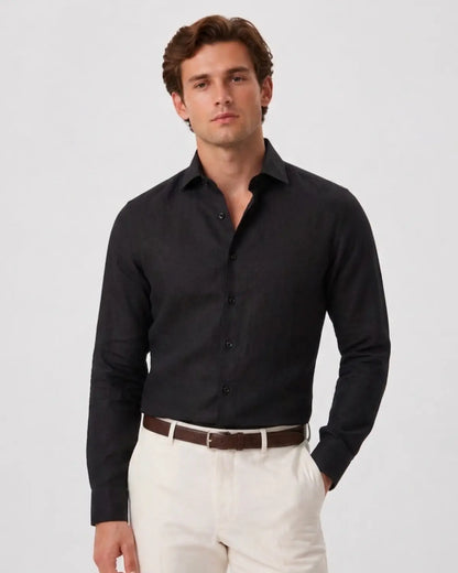 Pure Irish Linen Black Shirt