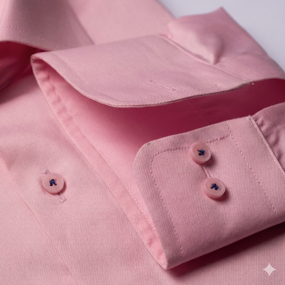 Wrinkle-Resistant Smooth Cotton Blend Baby Pink Shirt