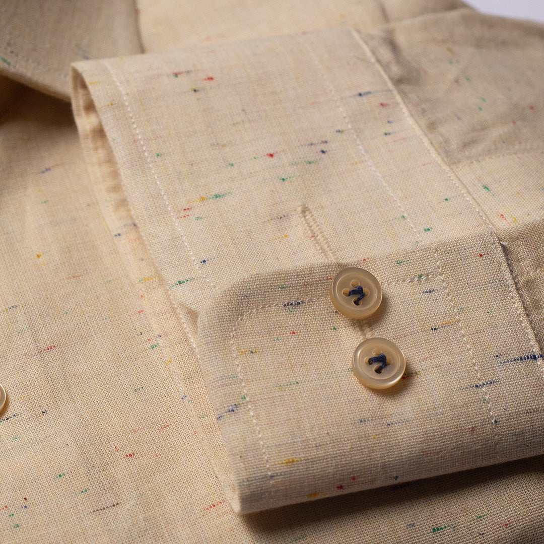 Pure Irish Linen Cream White Self-Dotted Shirt