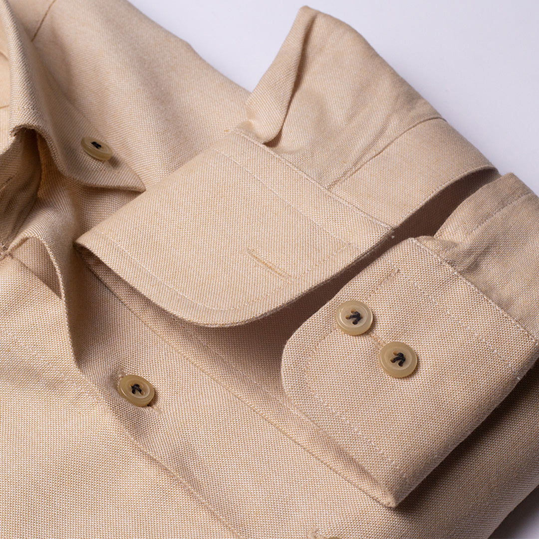 Pure Cotton Cream White Self-Textured Shirt