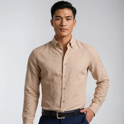 Pure Cotton Cream White Self-Textured Shirt
