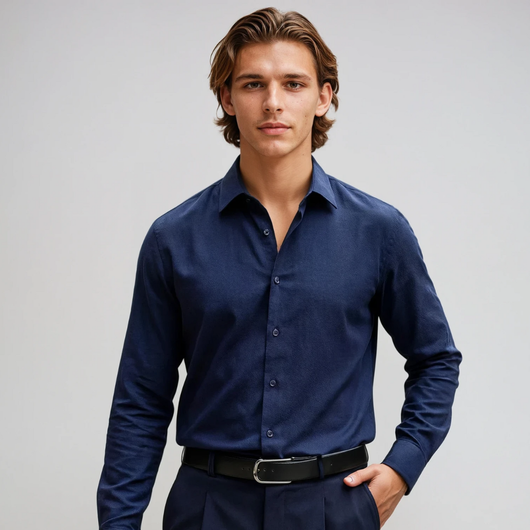 Pure Cotton Navy Blue Shirt