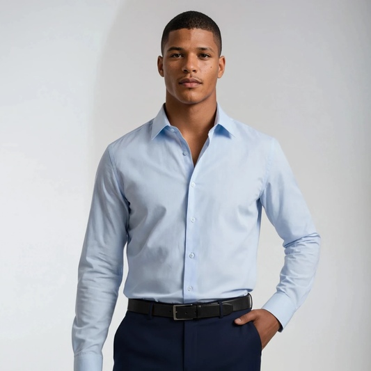 Wrinkle-Resistant Poly Cotton Sky Blue Shirt